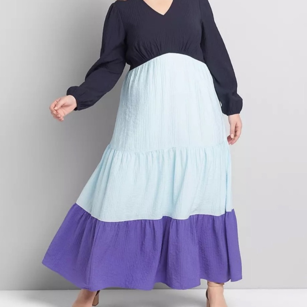 Lane Bryant dress with navy, turquoise & purple 26